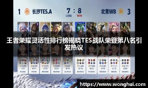 王者荣耀灵活性排行榜揭晓TES战队荣登第八名引发热议